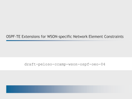 OSPF-TE Extensions for WSON-specific Network Element Constraints  draft-peloso-ccamp-wson-ospf-oeo-04 3 main changes proposed by current draft 1.