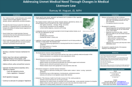 Addressing Unmet Medical Need Through Changes in Medical Licensure Law Ramsay M.