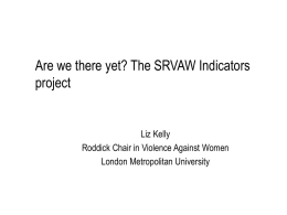 Are we there yet? The SRVAW Indicators project  Liz Kelly Roddick Chair in Violence Against Women London Metropolitan University.