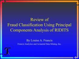 Review of Fraud Classification Using Principal Components Analysis of RIDITS By Louise A.