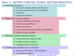 Tema 11 : ESTRUCTURA DEL ÁTOMO. SISTEMA PERIODICO 1.. Estructura del átomo 1.1.