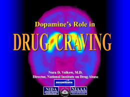 Dopamine’s Role in  Nora D. Volkow, M.D. Director, National Institute on Drug Abuse  NIDA NATIONAL INSTITUTE ON DRUG ABUSE  NIAAA  National Institute Alcohol Abuse and Alcoholism.