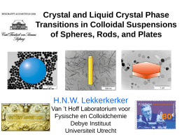 Crystal and Liquid Crystal Phase Transitions in Colloidal Suspensions of Spheres, Rods, and Plates  H.N.W.