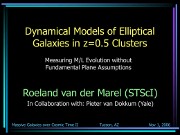 Dynamical Models of Elliptical Galaxies in z=0.5 Clusters Measuring M/L Evolution without Fundamental Plane Assumptions  Roeland van der Marel (STScI) In Collaboration with: Pieter van.