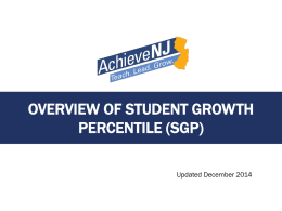 OVERVIEW OF STUDENT GROWTH PERCENTILE (SGP) Updated December 2014 Development of Student Growth Percentiles (SGPs) •New Jersey has taken a thoughtful, multi-year approach.