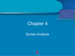 Chapter 4 Syntax Analysis Syntax Error Handling • Example: 1. program prmax(input,output) 2. var 3.
