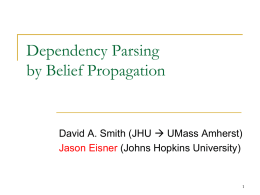 Dependency Parsing by Belief Propagation  David A. Smith (JHU  UMass Amherst) Jason Eisner (Johns Hopkins University)