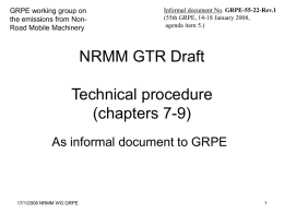 GRPE working group on the emissions from NonRoad Mobile Machinery  Informal document No.