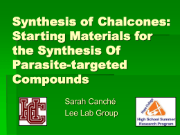 Synthesis of Chalcones: Starting Materials for the Synthesis Of Parasite-targeted Compounds Sarah Canché Lee Lab Group.