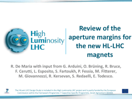 Review of the aperture margins for the new HL-LHC magnets R. De Maria with input from G.