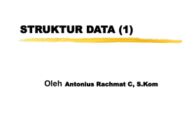 STRUKTUR DATA (1)  Oleh  Antonius Rachmat C, S.Kom PENGANTAR • Bagaimana cara mengatasi masalah implementasi program dengan komputer?  • Pemahaman masalah secara menyeluruh dan persiapan data •