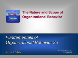 Chapter The Nature and Scope of Organizational Behavior  Fundamentals of Organizational Behavior 2e Andrew J.
