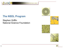The NSDL Program Stephen Griffin National Science Foundation The NSDL Program  Vision articulated by NSF's Division of Undergraduate Education  National Research Council workshop  Preliminary grants through.