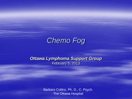 Chemo Fog Ottawa Lymphoma Support Group February 5, 2013  Barbara Collins, Ph. D., C.