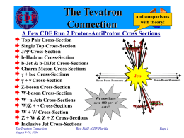 The Tevatron Connection  and comparisons with theory!  A Few CDF Run 2 Proton-AntiProton Cross Sections   Top Pair Cross-Section  Single Top Cross-Section  J/Y Cross-Section  b-Hadron.