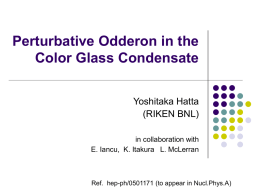 Perturbative Odderon in the Color Glass Condensate Yoshitaka Hatta (RIKEN BNL) in collaboration with E.