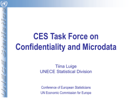 CES Task Force on Confidentiality and Microdata Tiina Luige UNECE Statistical Division  Conference of European Statisticians UN Economic Commission for Europe.
