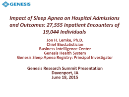 Impact of Sleep Apnea on Hospital Admissions and Outcomes: 27,555 Inpatient Encounters of 19,044 Individuals Jon H.