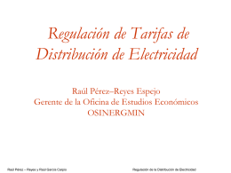 Regulación de Tarifas de Distribución de Electricidad Raúl Pérez–Reyes Espejo Gerente de la Oficina de Estudios Económicos OSINERGMIN  Raúl Pérez – Reyes y Raúl García.