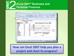 Excel 2007® Business and Personal Finances  How can Excel 2007 help you plan a project and chart its progress?