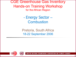 CGE Greenhouse Gas Inventory Hands-on Training Workshop for the African Region  - Energy Sector – Combustion Pretoria, South Africa 18-22 September 2006
