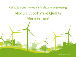 CSEB233 Fundamentals of Software Engineering  Module 7: Software Quality Management  Badariah Solemon 2010
