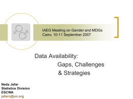 IAEG Meeting on Gender and MDGs Cairo, 10-11 September 2007  Data Availability: Gaps, Challenges & Strategies Neda Jafar Statistics Division ESCWA jafarn@un.org.