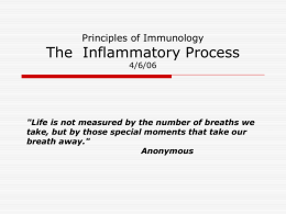 Principles of Immunology  The Inflammatory Process 4/6/06  "Life is not measured by the number of breaths we take, but by those special moments that.