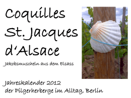 Coquilles St. Jacques d‘Alsace Jakobsmuscheln aus dem Elsass  Jahreskalender 2012 der Pilgerherberge im Alltag, Berlin.