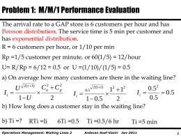 Problem 1: M/M/1 Performance Evaluation The arrival rate to a GAP store is 6 customers per hour and has Poisson distribution.