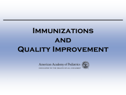 Immunizations and Quality Improvement Quality Improvement  Quality Improvement (QI)  A method for analyzing a particular clinical practice, implementing change in that practice and.