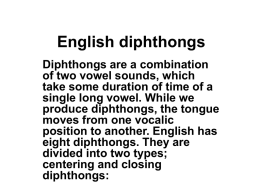 English diphthongs Diphthongs are a combination of two vowel sounds, which take some duration of time of a single long vowel.