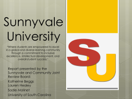Sunnyvale University “Where students are empowered to excel in a global and diverse learning community through a commitment to inclusive excellence, intellectual development, and overall student.
