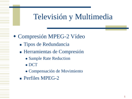 Televisión y Multimedia  Compresión MPEG-2 Vídeo    Tipos de Redundancia Herramientas de Compresión Sample Rate Reduction  DCT  Compensación de Movimiento     Perfiles MPEG-2