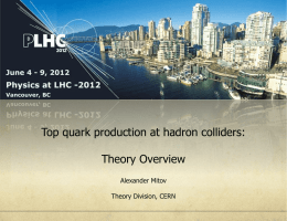 Top quark production at hadron colliders: Theory Overview Alexander Mitov Theory Division, CERN.