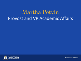 Martha Potvin Provost and VP Academic Affairs Academic Affairs Financial Investments Millions  Academic Units Total  Academic Units Personnel  Provost Total 70503010 FY2014  FY2013  FY2012  FY2011  FY2010  FY2009  FY2008  FY2007  FY2006  FY2005  FY2004  FY2003