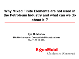 Why Mixed Finite Elements are not used in the Petroleum Industry and what can we do about it ?  Ilya D.