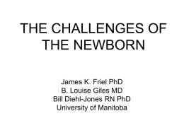 THE CHALLENGES OF THE NEWBORN James K. Friel PhD B. Louise Giles MD Bill Diehl-Jones RN PhD University of Manitoba.