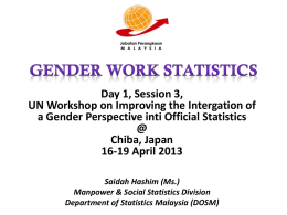 Day 1, Session 3, UN Workshop on Improving the Intergation of a Gender Perspective inti Official Statistics @ Chiba, Japan 16-19 April 2013 Saidah Hashim (Ms.) Manpower.