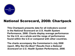 National Scorecard, 2008: Chartpack This Chartpack presents data for all indicators scored in the National Scorecard on U.S.