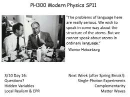PH300 Modern Physics SP11 “The problems of language here are really serious.