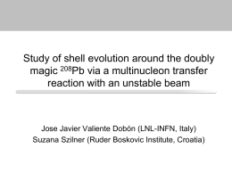 Study of shell evolution around the doubly magic 208Pb via a multinucleon transfer reaction with an unstable beam  Jose Javier Valiente Dobón (LNL-INFN,