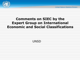 Comments on SIEC by the Expert Group on International Economic and Social Classifications  UNSD.