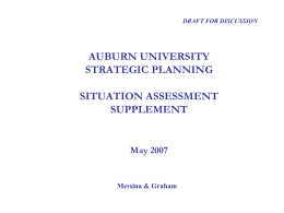DRAFT FOR DISCUSSION  AUBURN UNIVERSITY STRATEGIC PLANNING SITUATION ASSESSMENT SUPPLEMENT  May 2007  Messina & Graham Introduction This draft document is a supplement to the Situation Assessment produced in.