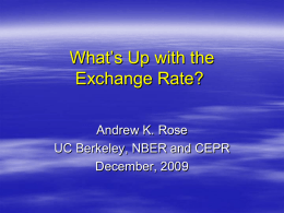 What’s Up with the Exchange Rate? Andrew K. Rose UC Berkeley, NBER and CEPR December, 2009