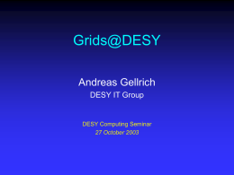 Grids@DESY Andreas Gellrich DESY IT Group  DESY Computing Seminar 27 October 2003 Introduction „We will probably see the spread of ´computer utilities‘, which, like present.