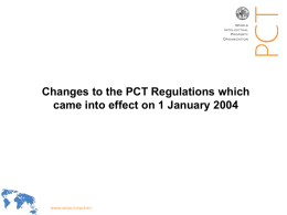 Changes to the PCT Regulations which came into effect on 1 January 2004  WIPO Recentdv03-1