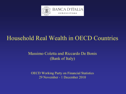 Household Real Wealth in OECD Countries Massimo Coletta and Riccardo De Bonis (Bank of Italy)  OECD Working Party on Financial Statistics 29 November -