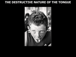 THE DESTRUCTIVE NATURE OF THE TONGUE Proverbs 18:21 Death and life are in the power of the tongue.