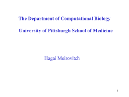 The Department of Computational Biology University of Pittsburgh School of Medicine  Hagai Meirovitch.